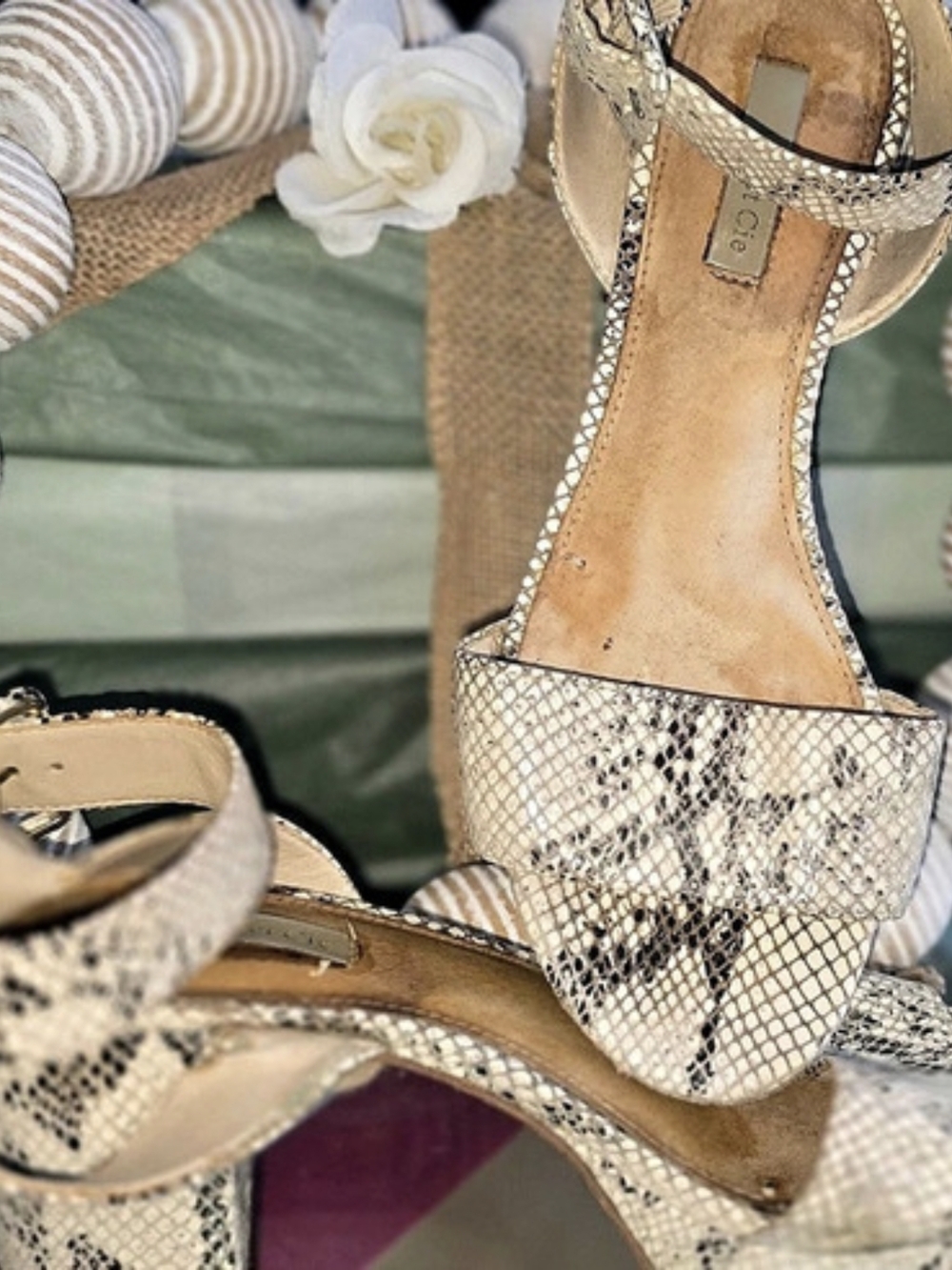 Louise Et Cie Shoes | Louise Et Cie Snake-Print Ankle-Strap Sandals Block heels